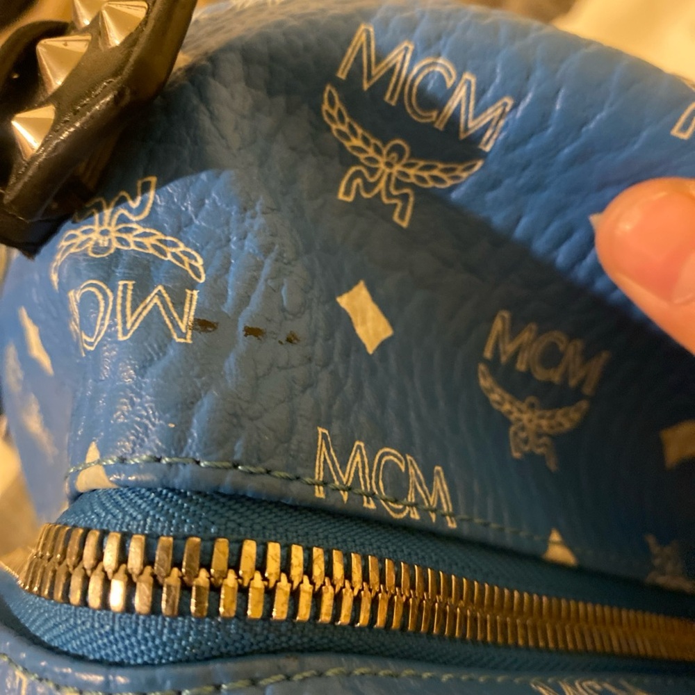 Rare* Mcm Vibrant Blue Patterned Backpack Authent… - image 8